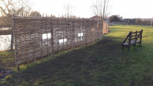 Woven willow hide at wildife park